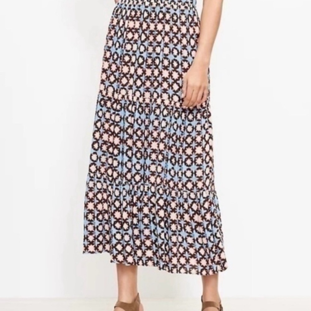NWT Loft Batik Patterned Tiered Maxi Skirt XL